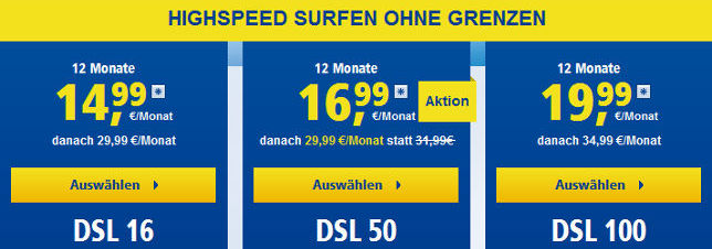 1und1 DSL Tarif Vergleich