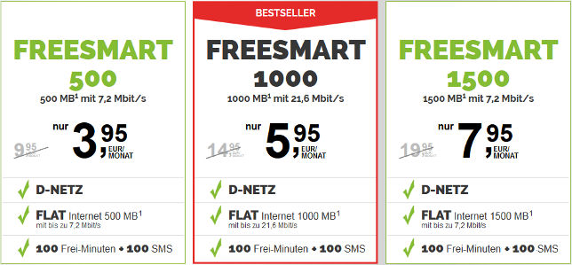 Freenetmobile Freesmart Tarife mit Laufzeit