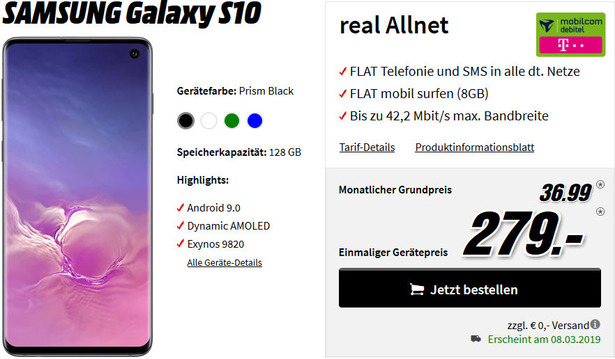 Galaxy S10 Vertrag
