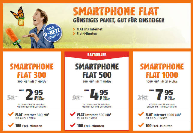 Klarmobil Smartphone Flat 50 Prozent Rabatt