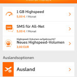 Mein Simyo App Tarifoptionen