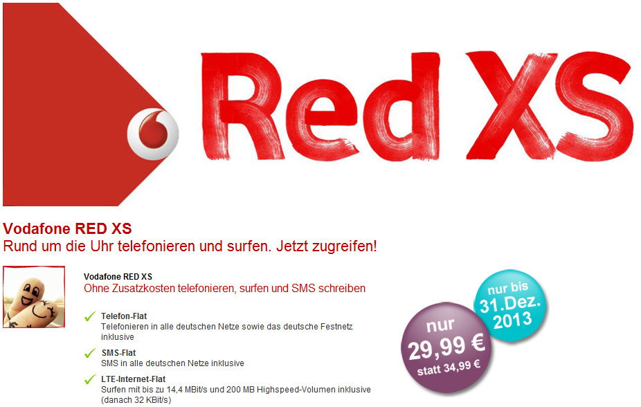 Vodafone RED XS Aktion